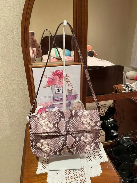 Michael Kors Brown and Tan Snake-Print Foldover Shoulder bag - Picture 5 of 5